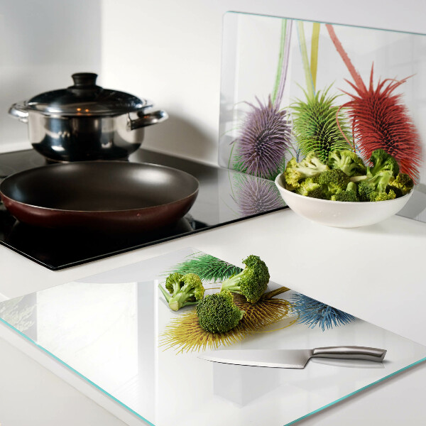 Planche à découper en verre Fleurs colorées et tridimensionnelles