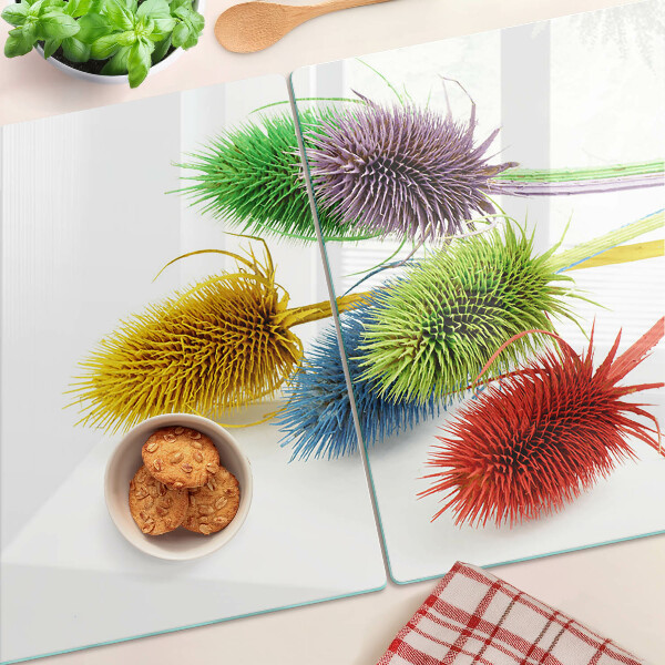 Planche à découper en verre Fleurs colorées et tridimensionnelles