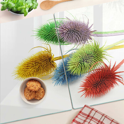 Planche à découper en verre Fleurs colorées et tridimensionnelles
