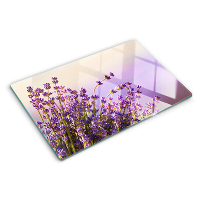Planche à découper en verre Fleurs de lavande à la fenêtre