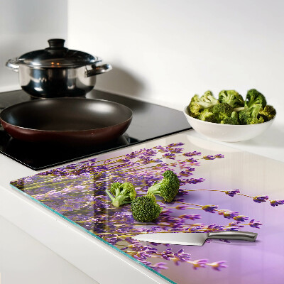 Planche à découper en verre Fleurs de lavande à la fenêtre