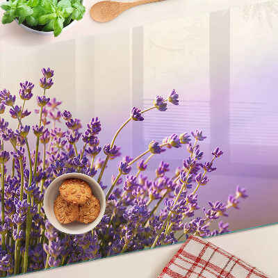 Planche à découper en verre Fleurs de lavande à la fenêtre