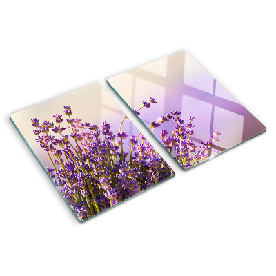 Planche à découper en verre Fleurs de lavande à la fenêtre