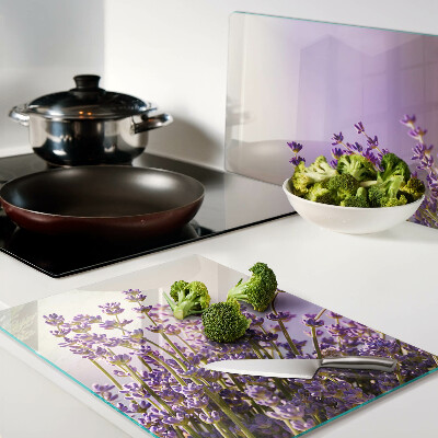 Planche à découper en verre Fleurs de lavande à la fenêtre