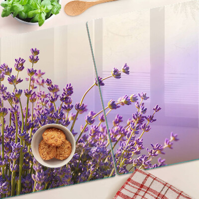 Planche à découper en verre Fleurs de lavande à la fenêtre