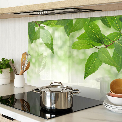 Planche à découper en verre Feuilles sur fond de verdure floue