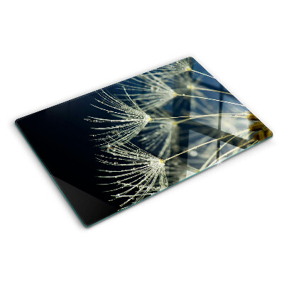 Planche à découper en verre Pissenlits avec des gouttes d'eau