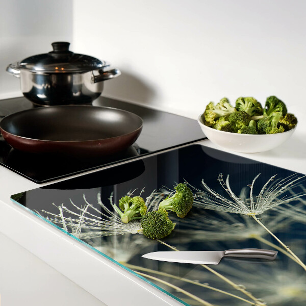 Planche à découper en verre Pissenlits avec des gouttes d'eau
