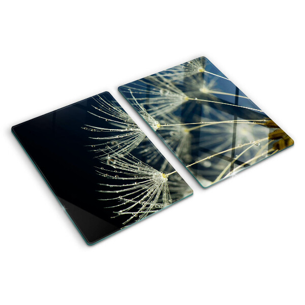 Planche à découper en verre Pissenlits avec des gouttes d'eau