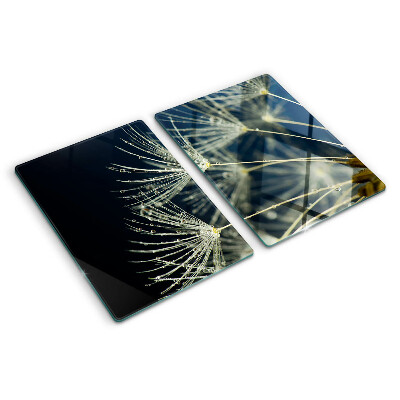Planche à découper en verre Pissenlits avec des gouttes d'eau