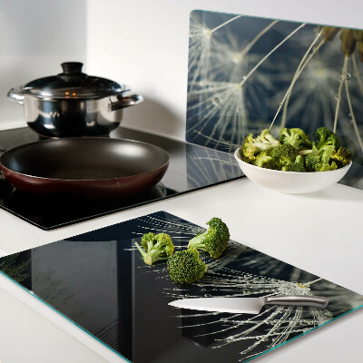 Planche à découper en verre Pissenlits avec des gouttes d'eau