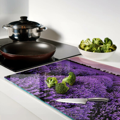 Planche à découper en verre Un champ de lavande en pleine floraison
