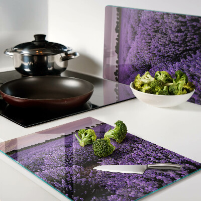 Planche à découper en verre Un champ de lavande en pleine floraison