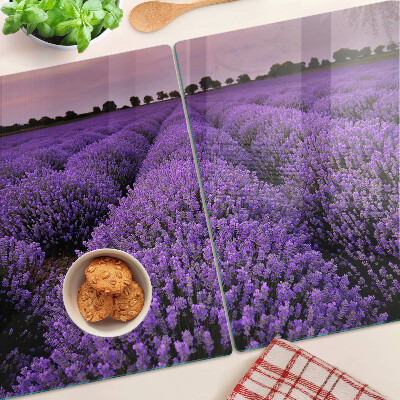 Planche à découper en verre Un champ de lavande en pleine floraison