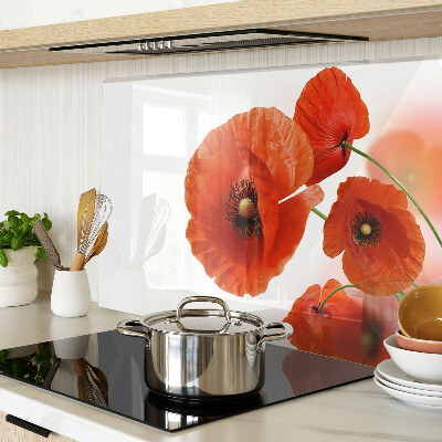 Planche à découper verre Fleurs de pavot de couleur rouge