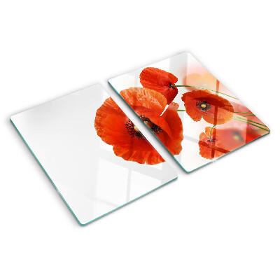 Planche à découper verre Fleurs de pavot de couleur rouge
