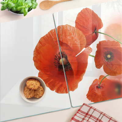 Planche à découper verre Fleurs de pavot de couleur rouge