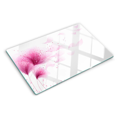 Planche à découper en verre Fleurs dans les tons de rose