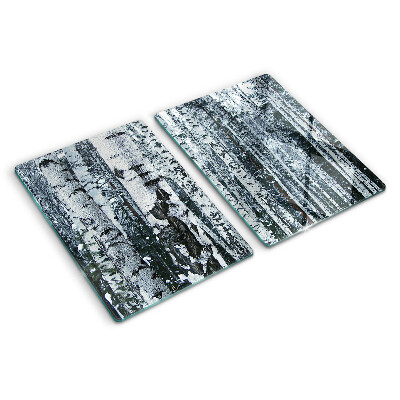 Planche à découper en verre Forêt de bouleaux dans un paysage hivernal