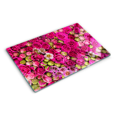 Planche à découper en verre Fleurs roses dans un bouquet