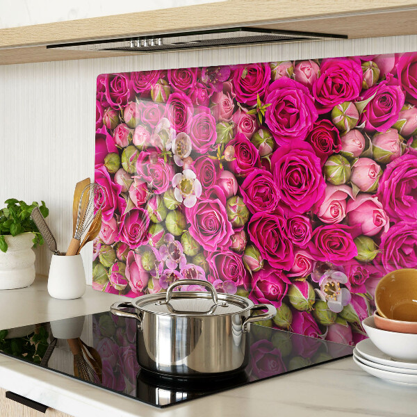 Planche à découper en verre Fleurs roses dans un bouquet