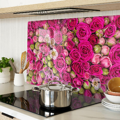 Planche à découper en verre Fleurs roses dans un bouquet