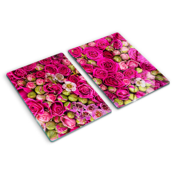 Planche à découper en verre Fleurs roses dans un bouquet