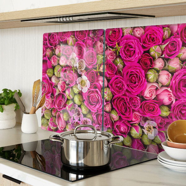 Planche à découper en verre Fleurs roses dans un bouquet