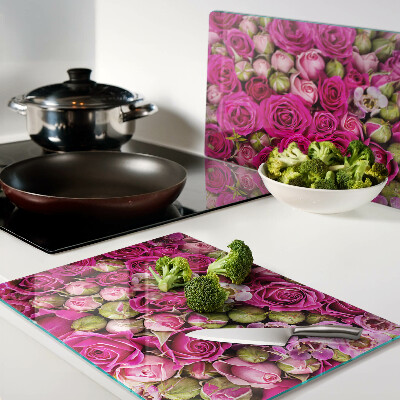 Planche à découper en verre Fleurs roses dans un bouquet