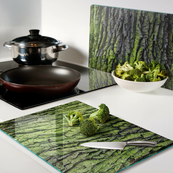 Planche à découper verre Écorce d'arbre verte