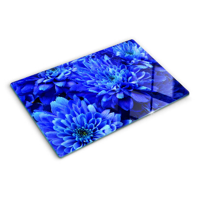 Planche à découper en verre Fleurs de chrysanthème bleu