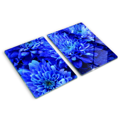 Planche à découper en verre Fleurs de chrysanthème bleu