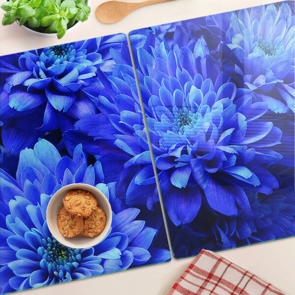 Planche à découper en verre Fleurs de chrysanthème bleu