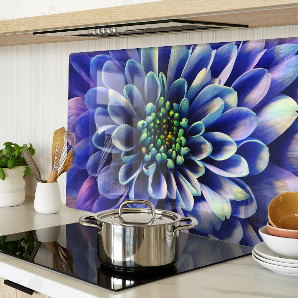 Planche à découper verre Fleur de dahlia bleu
