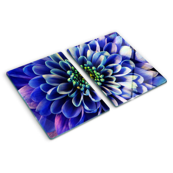 Planche à découper verre Fleur de dahlia bleu