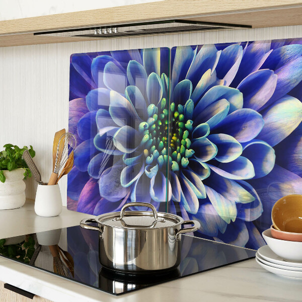 Planche à découper verre Fleur de dahlia bleu