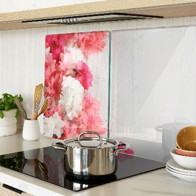 Planche à découper en verre Fleurs dans les tons de rose et de blanc