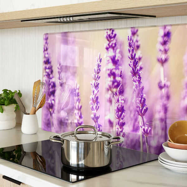 Planche à découper verre Fleurs de lavande sur fond dégradé