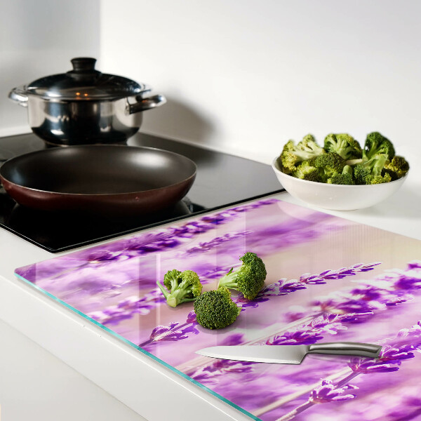 Planche à découper verre Fleurs de lavande sur fond dégradé