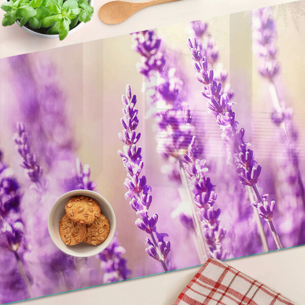 Planche à découper verre Fleurs de lavande sur fond dégradé