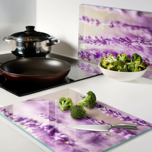 Planche à découper verre Fleurs de lavande sur fond dégradé