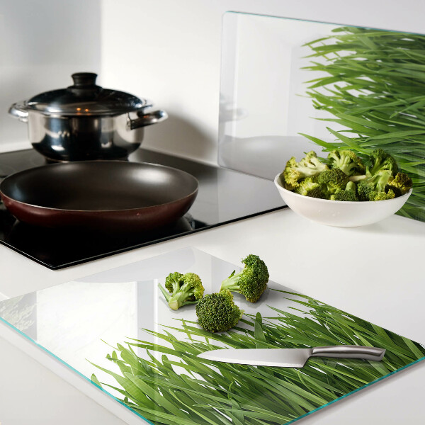 Planche à découper en verre herbe verte