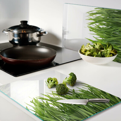 Planche à découper en verre herbe verte