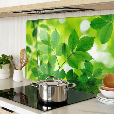 Planche à découper verre Feuilles sur fond vert