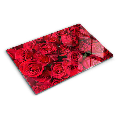 Planche à découper en verre roses rouges