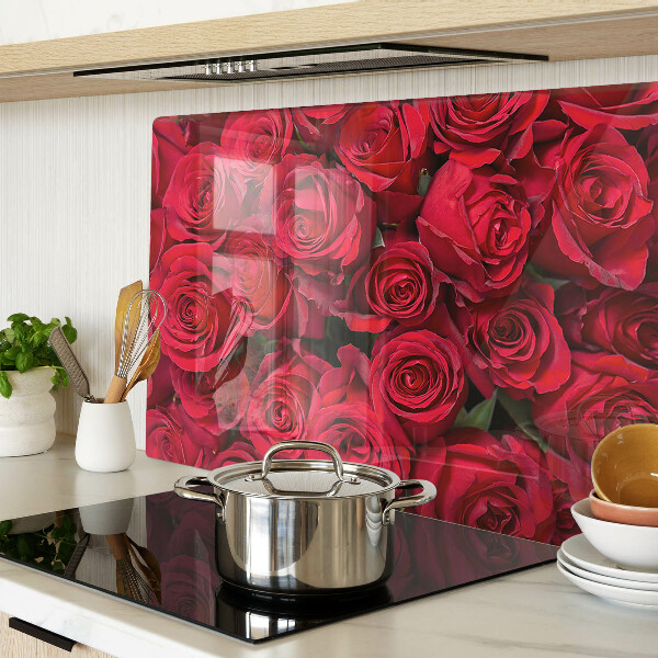 Planche à découper en verre roses rouges
