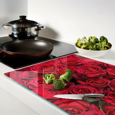 Planche à découper en verre roses rouges