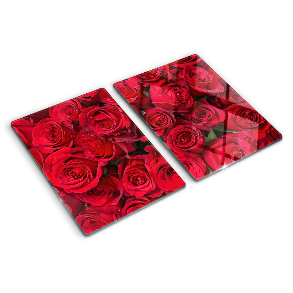Planche à découper en verre roses rouges