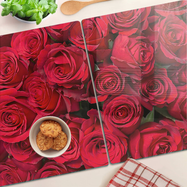 Planche à découper en verre roses rouges
