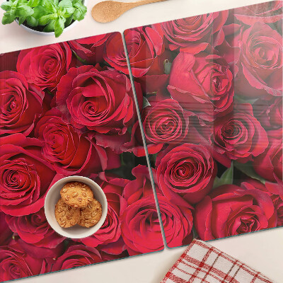 Planche à découper en verre roses rouges